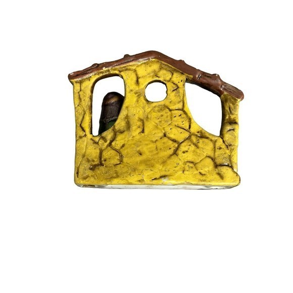 Vtg Nativity Sculpture Manger Stable Baby Jesus Xmas‎ Hand-painted Ceramic 4.25" - Picture 7 of 8